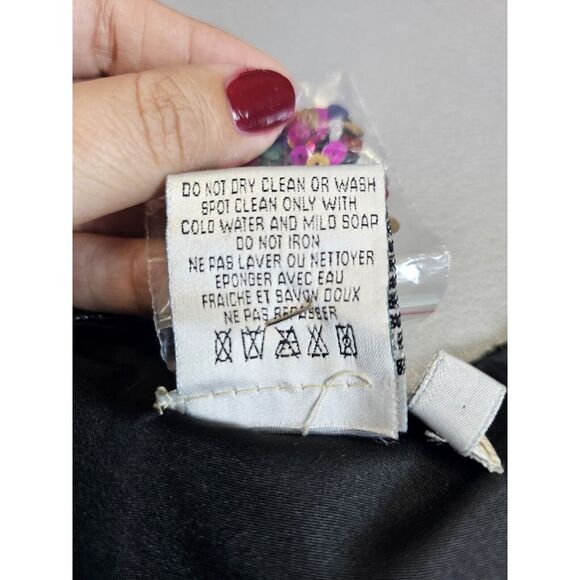 VTG Pappell Boutique XL Silk Black Jacket Multicolor‎ Sequins Holiday Party NYE - Picture 7 of 9